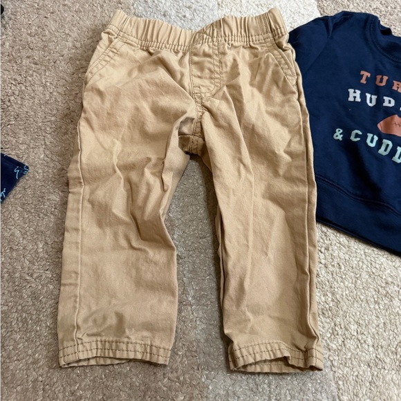 Carter's Turkey Huddles & Cuddles Shirt  & Tan Casual Pants for Kids- 12 months - Picture 3 of 5
